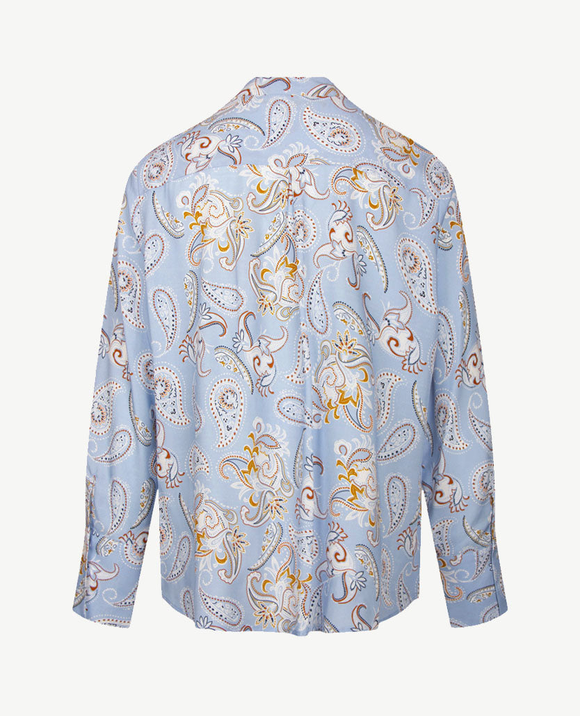 Eterna - Blouse met strik - Paisley blue, wit en beige