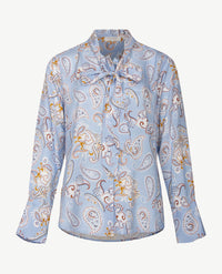 Eterna - Blouse met strik - Paisley blue, wit en beige