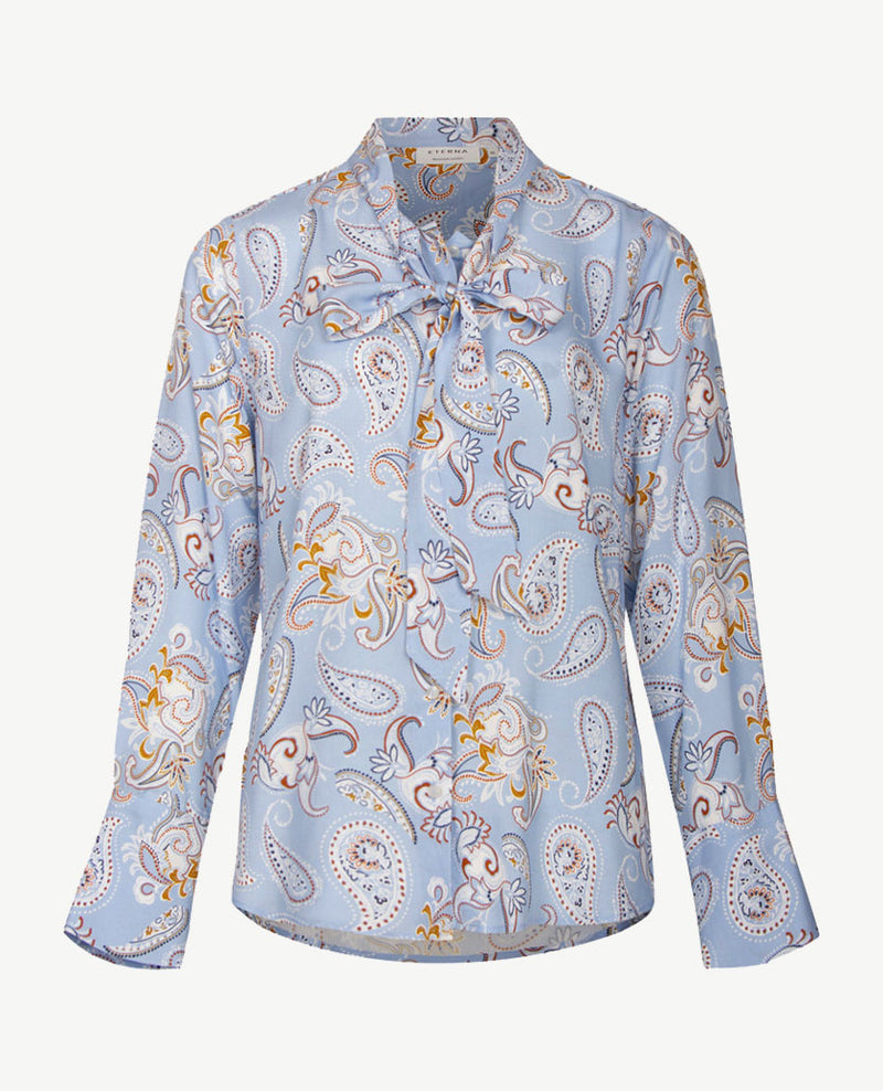 Eterna - Blouse met strik - Paisley blue, wit en beige