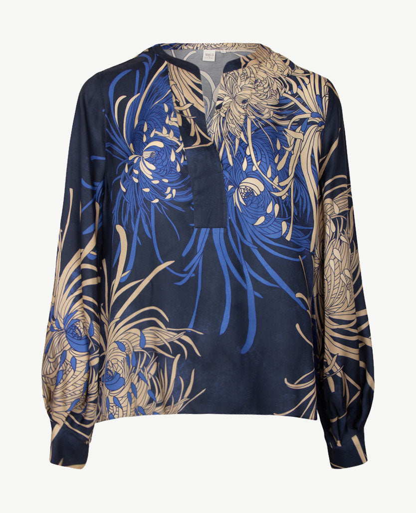 Eterna - Tuniekblouse - Navy met beige en kobalt