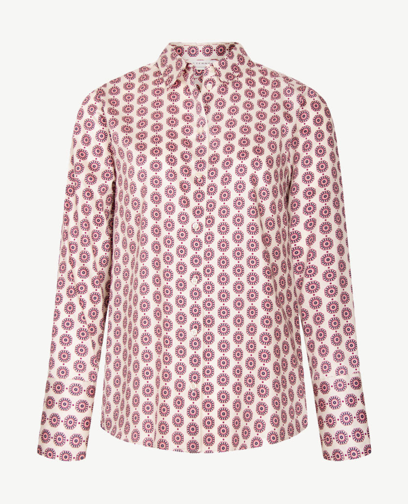 Eterna - Blouse - Katoen - Rose met off-white en navy