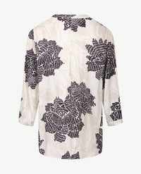 Eterna - Tuniekblouse - Groot dessin beige met zwart en off-white