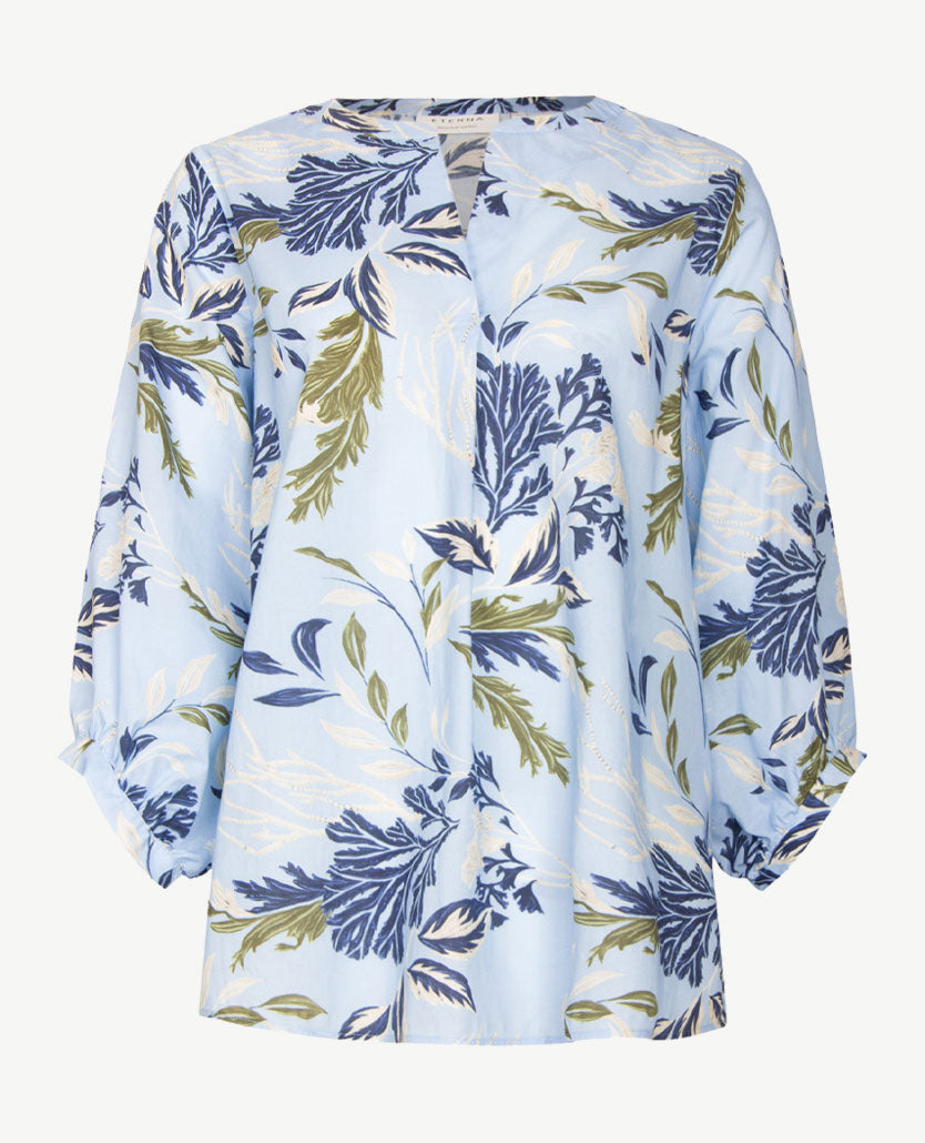 Eterna - Tuniekblouse - Blue met kakhi, beige, wit en navy