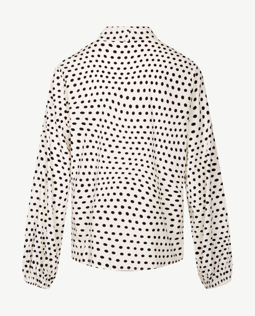 Frank Walder - Damesblouse - Strik - Off-white en zwart