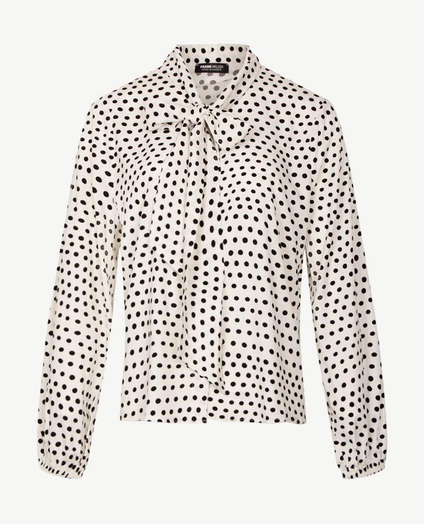 Frank Walder - Damesblouse - Strik - Off-white en zwart