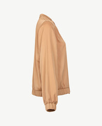 Frank Walder - Blouson-vestjasje met rits - mat satijn look - Caramel beige