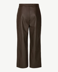 Frank Walder - Instapbroek dames - Wide leg - Faux leer - Truffel - Korte lengte