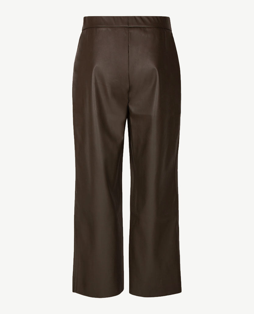 Frank Walder - Instapbroek dames - Wide leg - Faux leer - Truffel - Korte lengte