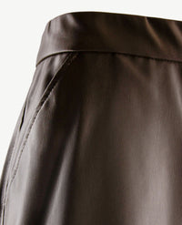 Frank Walder - Instapbroek dames - Wide leg - Faux leer - Truffel - Korte lengte