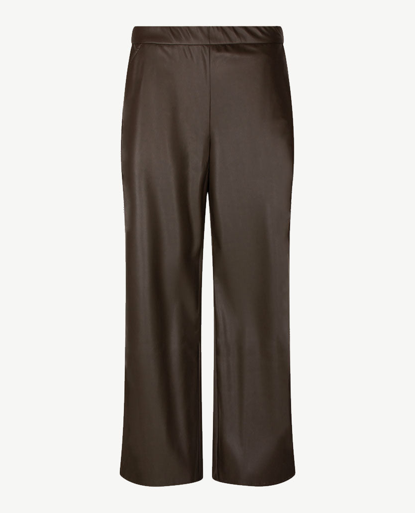 Frank Walder - Instapbroek dames - Wide leg - Faux leer - Truffel - Korte lengte