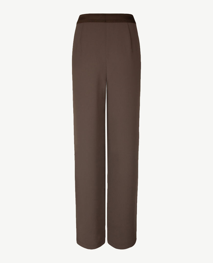 Frank Walder - Wide leg - Damespantalon - Elastiek rondom - Travelkwaliteit - Truffel