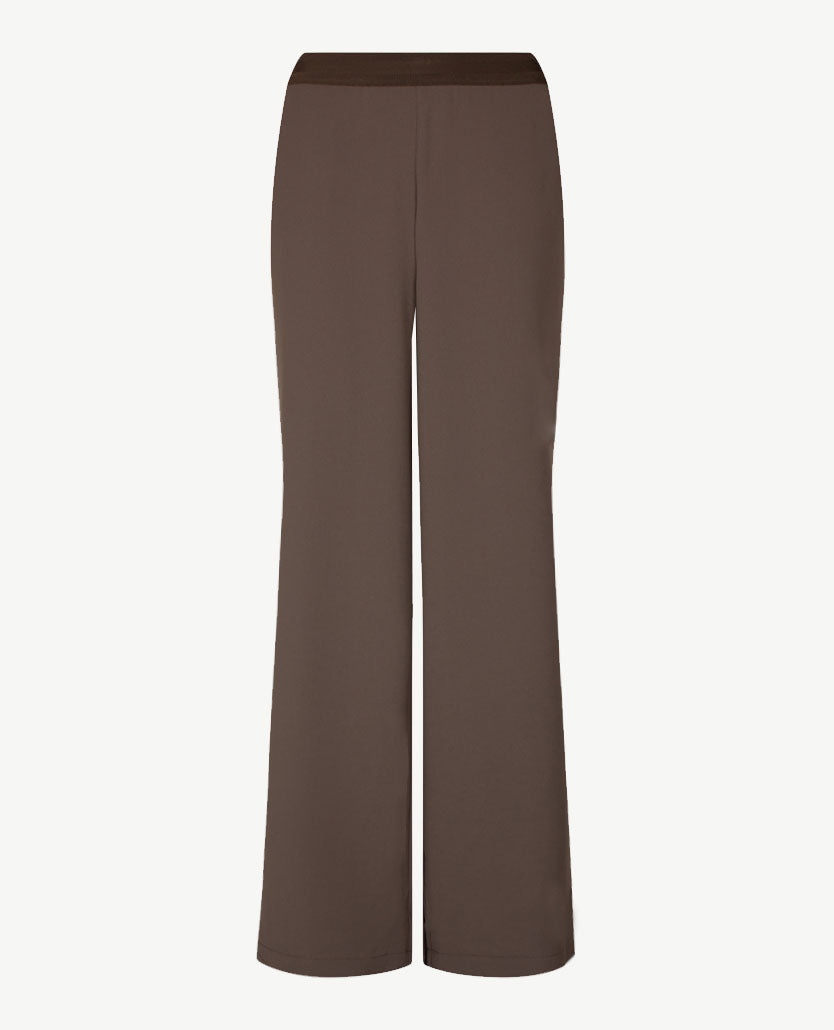 Frank Walder - Wide leg - Damespantalon - Elastiek rondom - Travelkwaliteit - Truffel