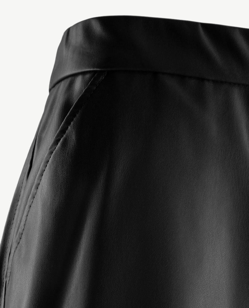 Frank Walder - Instapbroek dames - Wide leg - Faux leer - Zwart - Korte lengte