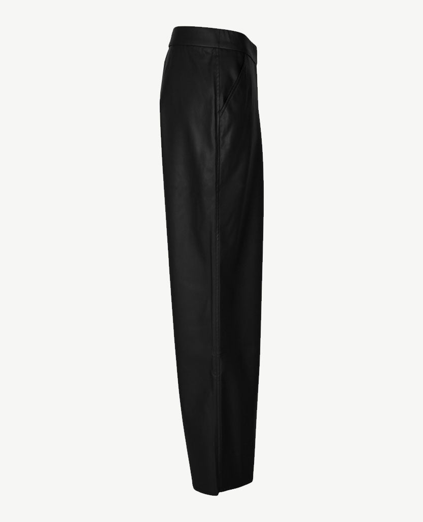 Frank Walder - Instapbroek dames - Wide leg - Faux leer - Zwart - Korte lengte