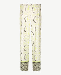 Frank Walder - Wide leg - Pantalon - Elastiek rondom - Jersey dessin met Lime en Kakhi