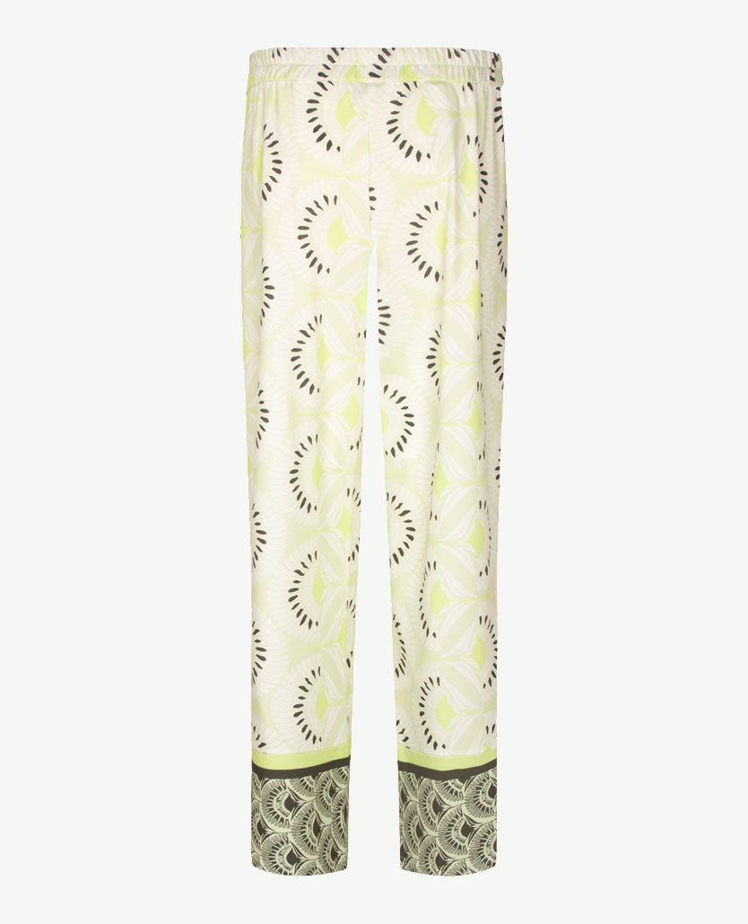 Frank Walder - Wide leg - Pantalon - Elastiek rondom - Jersey dessin met Lime en Kakhi