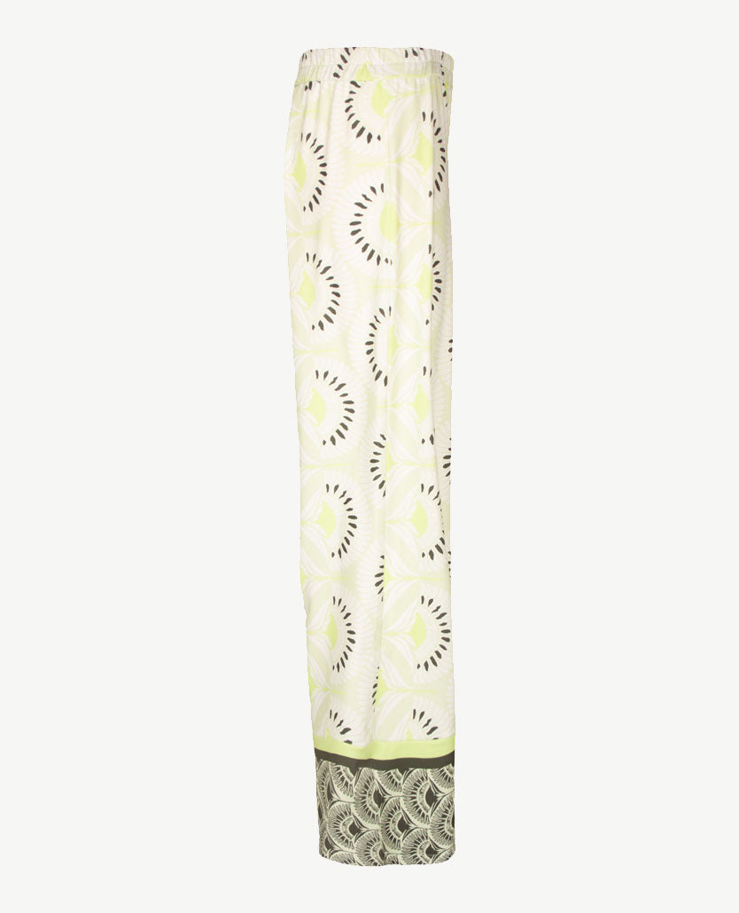 Frank Walder - Wide leg - Pantalon - Elastiek rondom - Jersey dessin met Lime en Kakhi