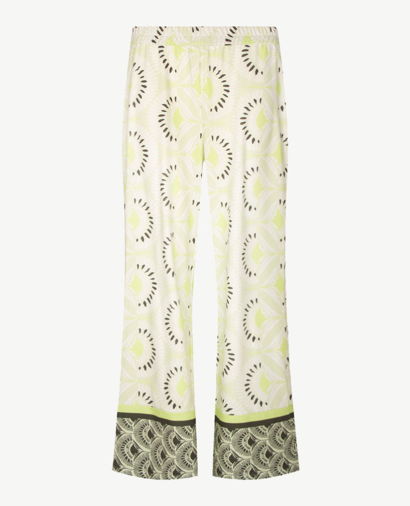 Frank Walder - Wide leg - Pantalon - Elastiek rondom - Jersey dessin met Lime en Kakhi