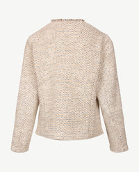 Frank Walder - Vestjasje met rits en zakjes - Caramel met glans, night blue met off-white