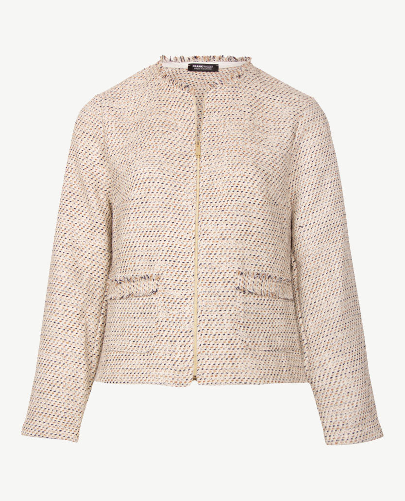 Frank Walder - Vestjasje met rits en zakjes - Caramel met glans, night blue met off-white