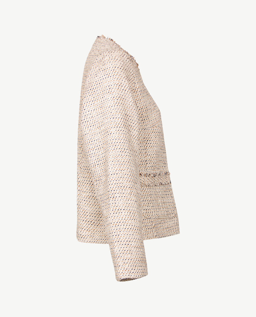 Frank Walder - Vestjasje met rits en zakjes - Caramel met glans, night blue met off-white