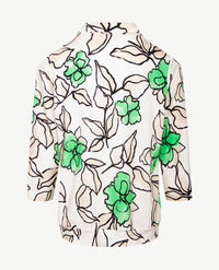 Frank Walder - Polo - Bloem groen, beige, off-white en zwart