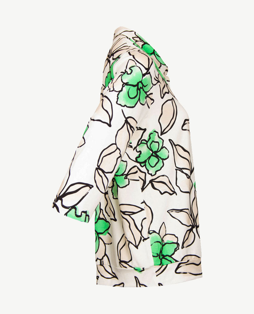 Frank Walder - Polo - Bloem groen, beige, off-white en zwart