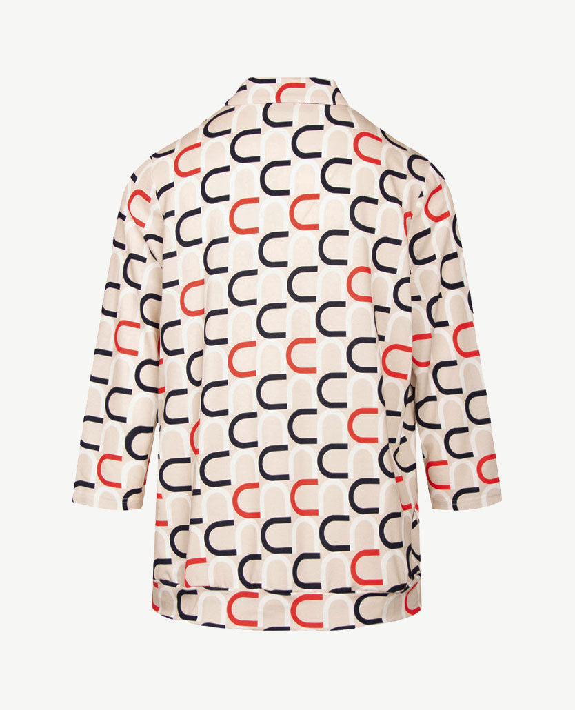 Frank Walder - Polo - Grafisch, beige, rood, off-white en navy