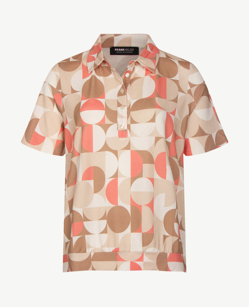 Frank Walder - Polo - Grafisch, peach, zand, beige en off-white