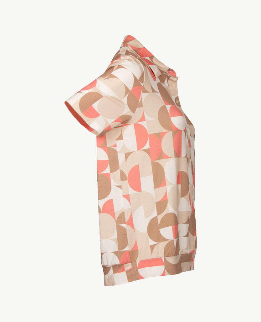 Frank Walder - Polo - Grafisch, peach, zand, beige en off-white