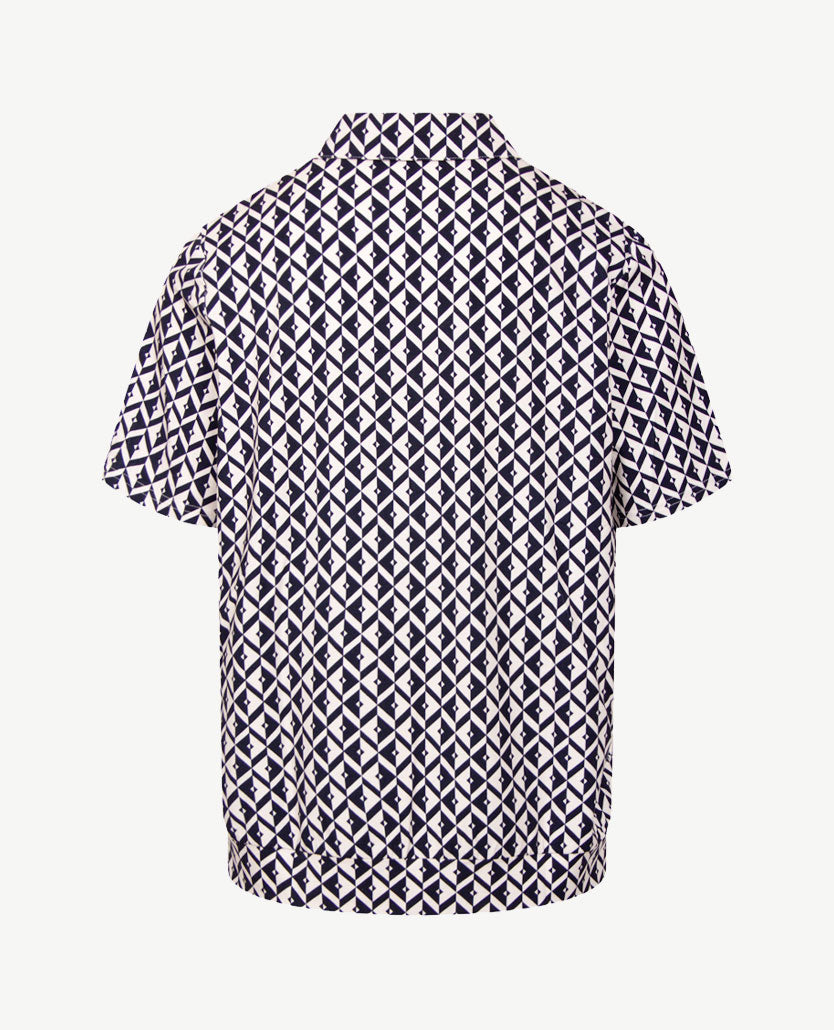 Frank Walder - Polo - Navy en off-white