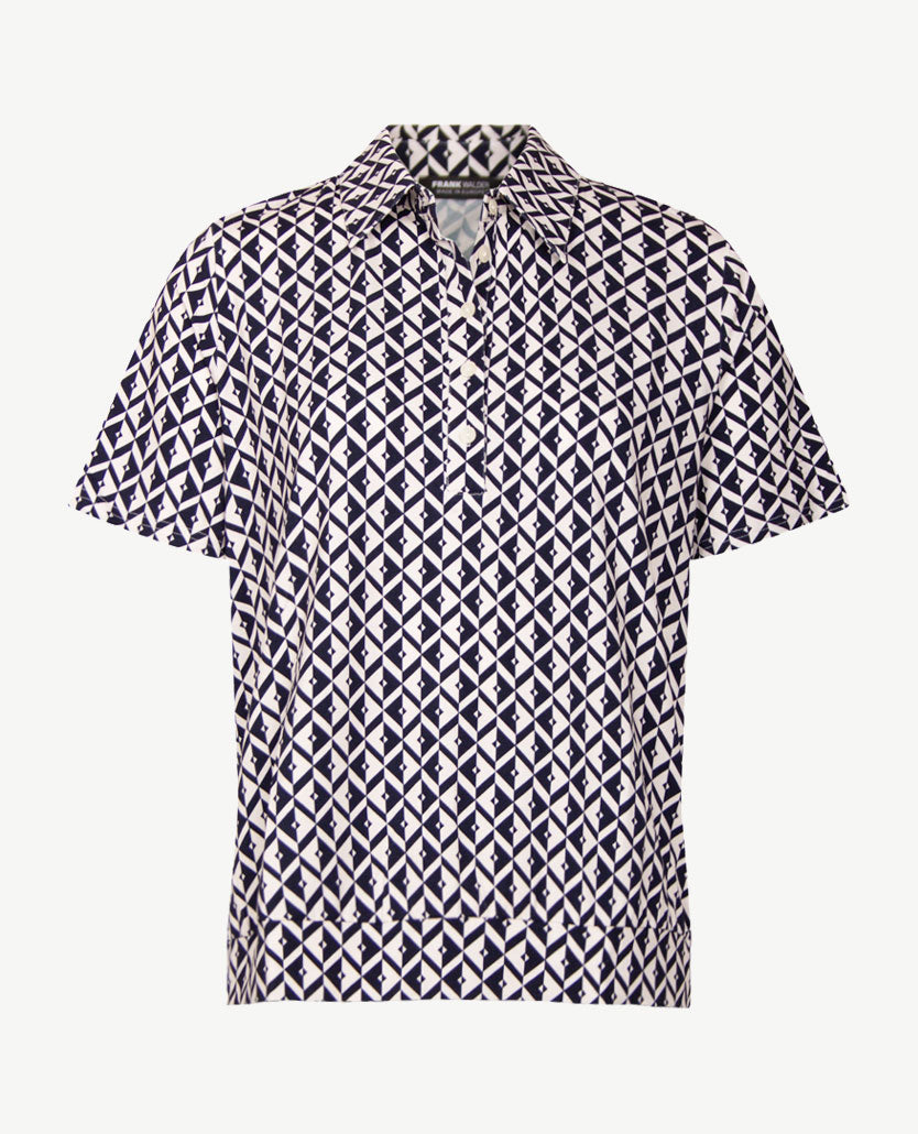 Frank Walder - Polo - Navy en off-white