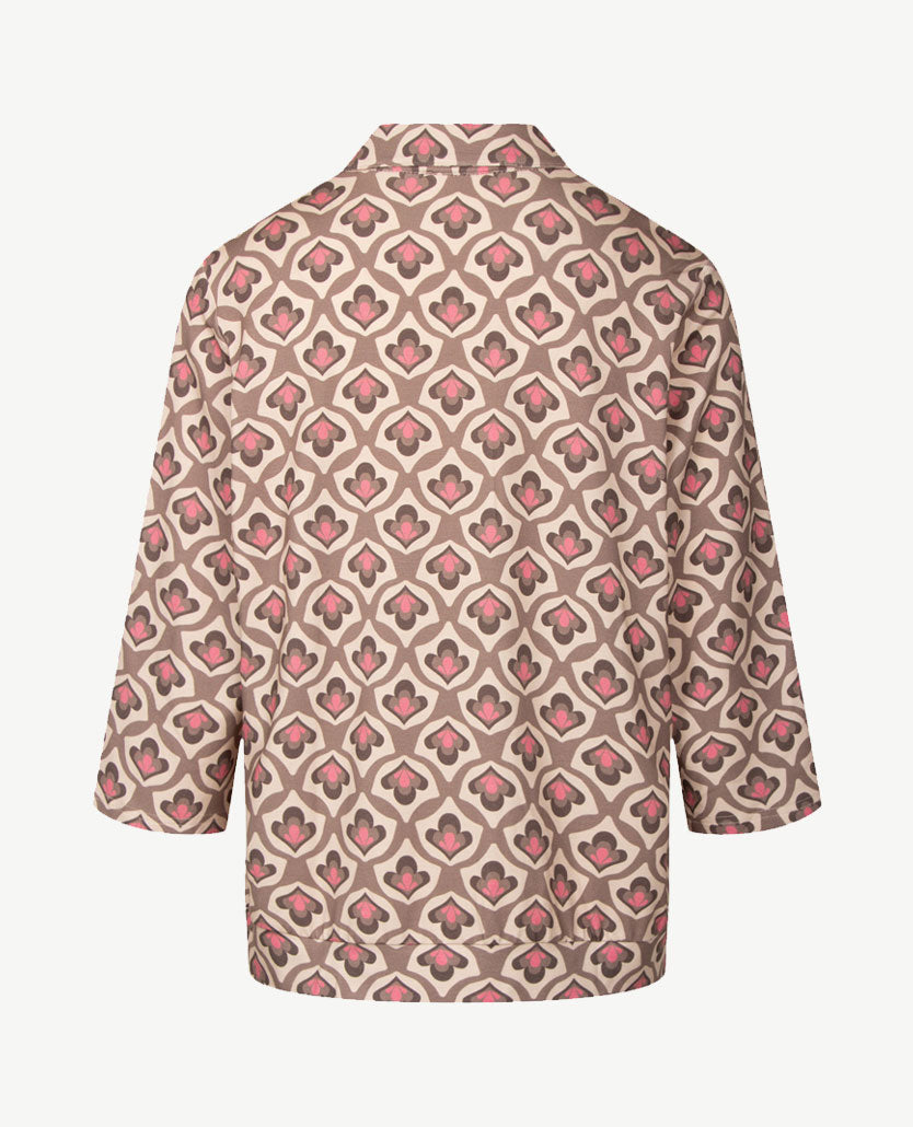 Frank Walder - Damespolo - Dessin met taupe, pink, truffel en beige