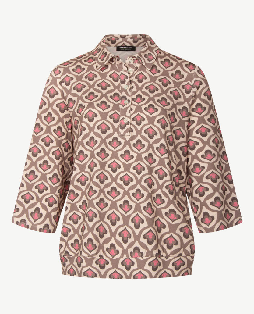 Frank Walder - Damespolo - Dessin met taupe, pink, truffel en beige