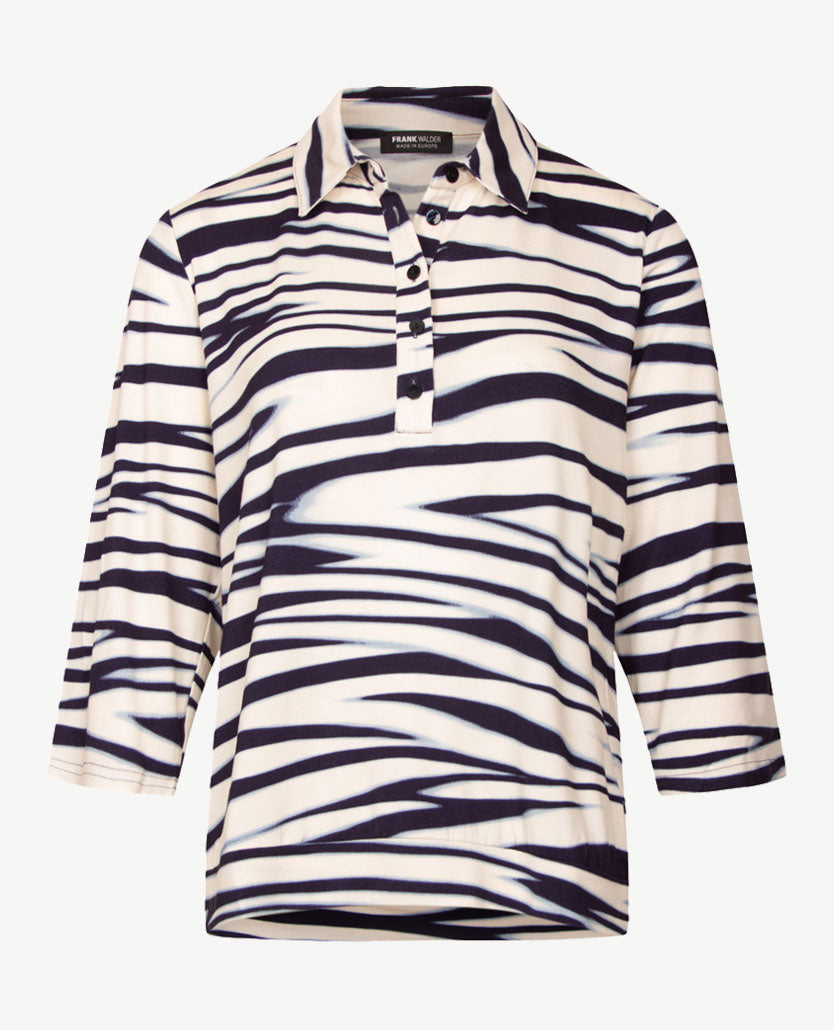 Frank Walder - Damespolo - Wave met navy, blue en cream