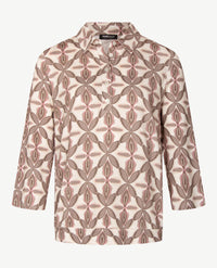 Frank Walder - Damespolo - Dessin rose met taupe en beige