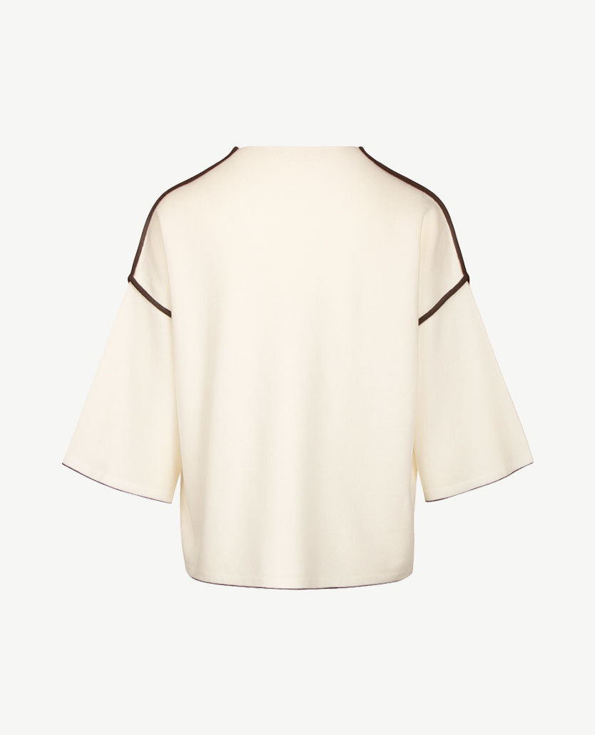 Frank Walder - Damespullover - Gebreid - Ivory met truffel-choco
