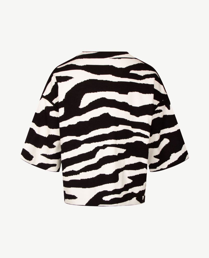 Frank Walder - Pullover - Gebreid - Zebra - ivory met zwart