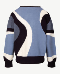 Frank Walder - Damespullover - Gebreid - Navy met blauwen en cream