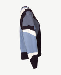 Frank Walder - Damespullover - Gebreid - Navy met blauwen en cream