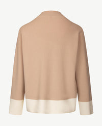 Frank Walder - Damespullover - Gebreid - Beige met taupe en off-white