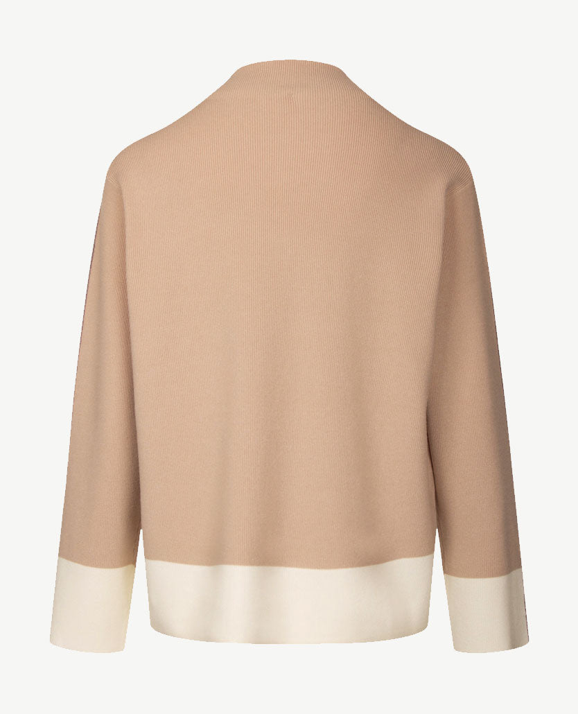 Frank Walder - Damespullover - Gebreid - Beige met taupe en off-white