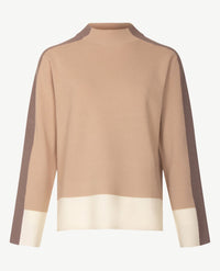 Frank Walder - Damespullover - Gebreid - Beige met taupe en off-white