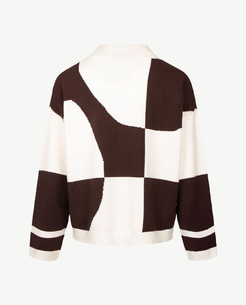 Frank Walder - Damespullover - Gebreid - Cream met choco