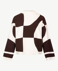 Frank Walder - Damespullover - Gebreid - Cream met choco