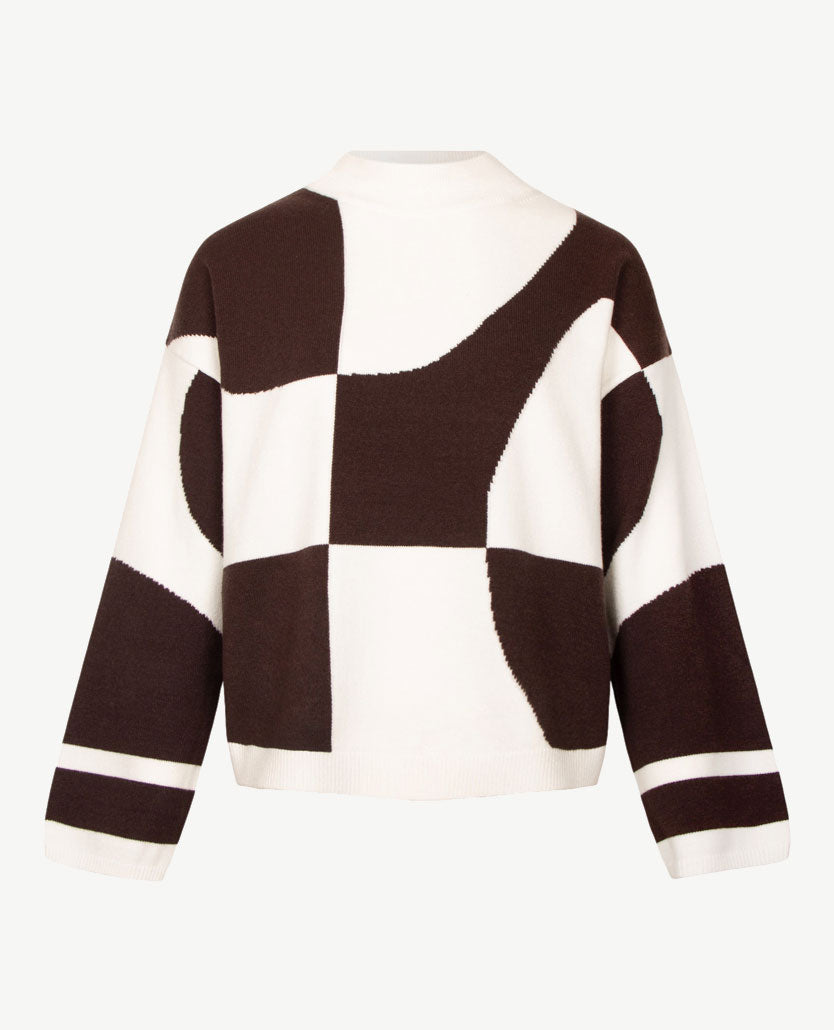 Frank Walder - Damespullover - Gebreid - Cream met choco