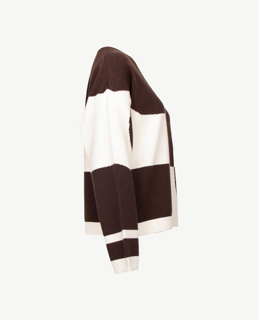 Frank Walder - Damespullover - Gebreid - Cream met choco