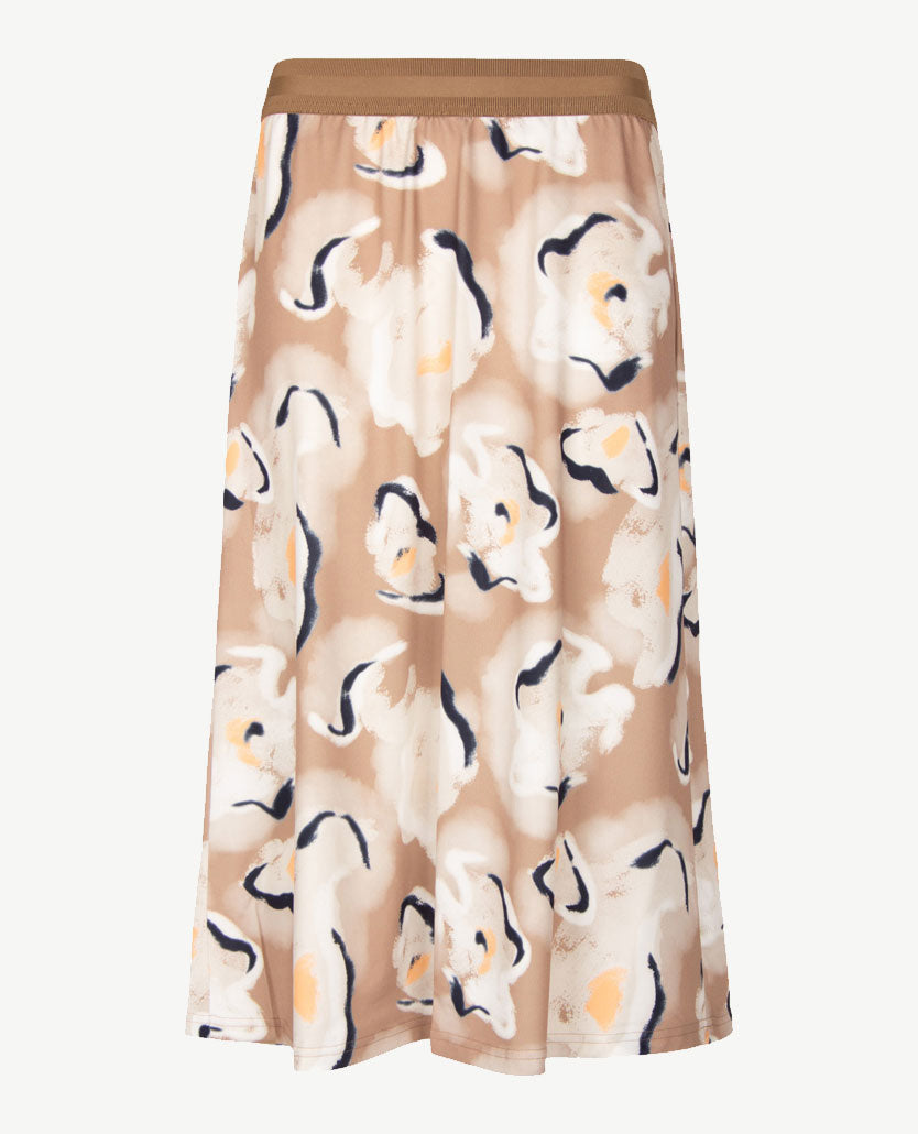 Frank Walder - Gerende instap rok - Travel - Beige met off-white, navy en peach