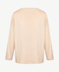 Frank Walder - Damestop - Ronde hals - Satijnglans - Beige
