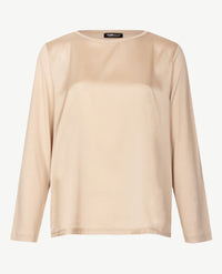 Frank Walder - Damestop - Ronde hals - Satijnglans - Beige